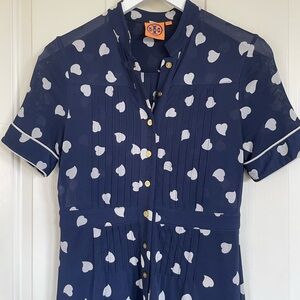 Tory Burch Navy with White Heart Print